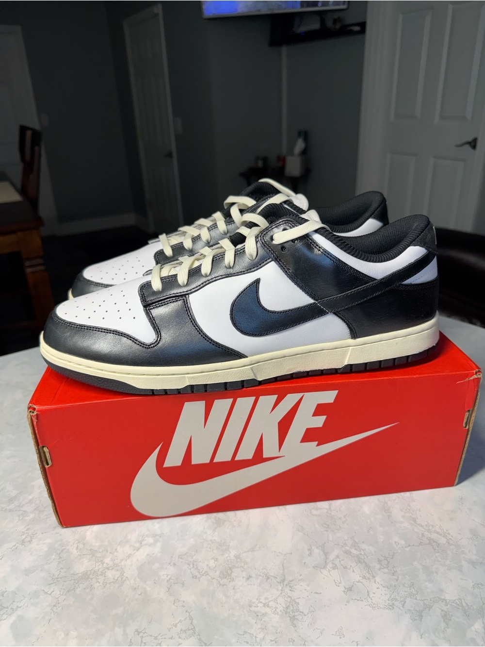 Nike Dunk Low PRM Vintage Panda, 15 men’s, 16.5 women’s